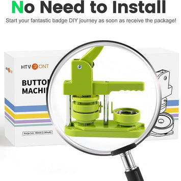 CA HTVRONT Button Maker Machine 58mm with 110pcs Button Supplies - No Need to Install Pin Maker