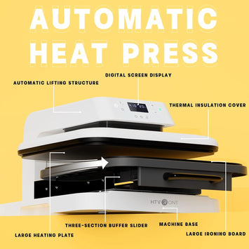 CA HTVRONT Auto Heat Press Machine for T Shirts 15x15 110V, Starter Kit - White