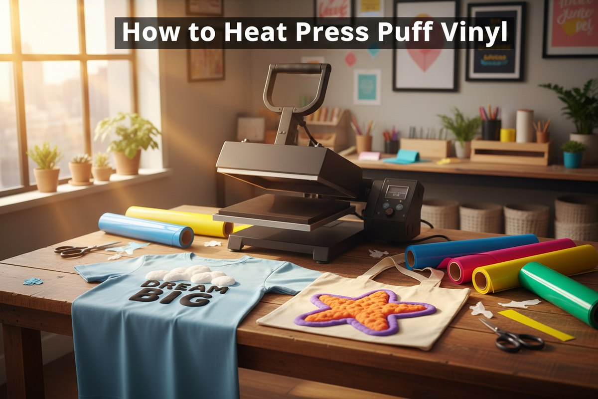 How to heat press puff vinyls