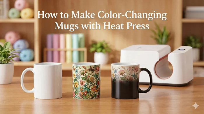 3 Magic mugs with white tumbler heat press