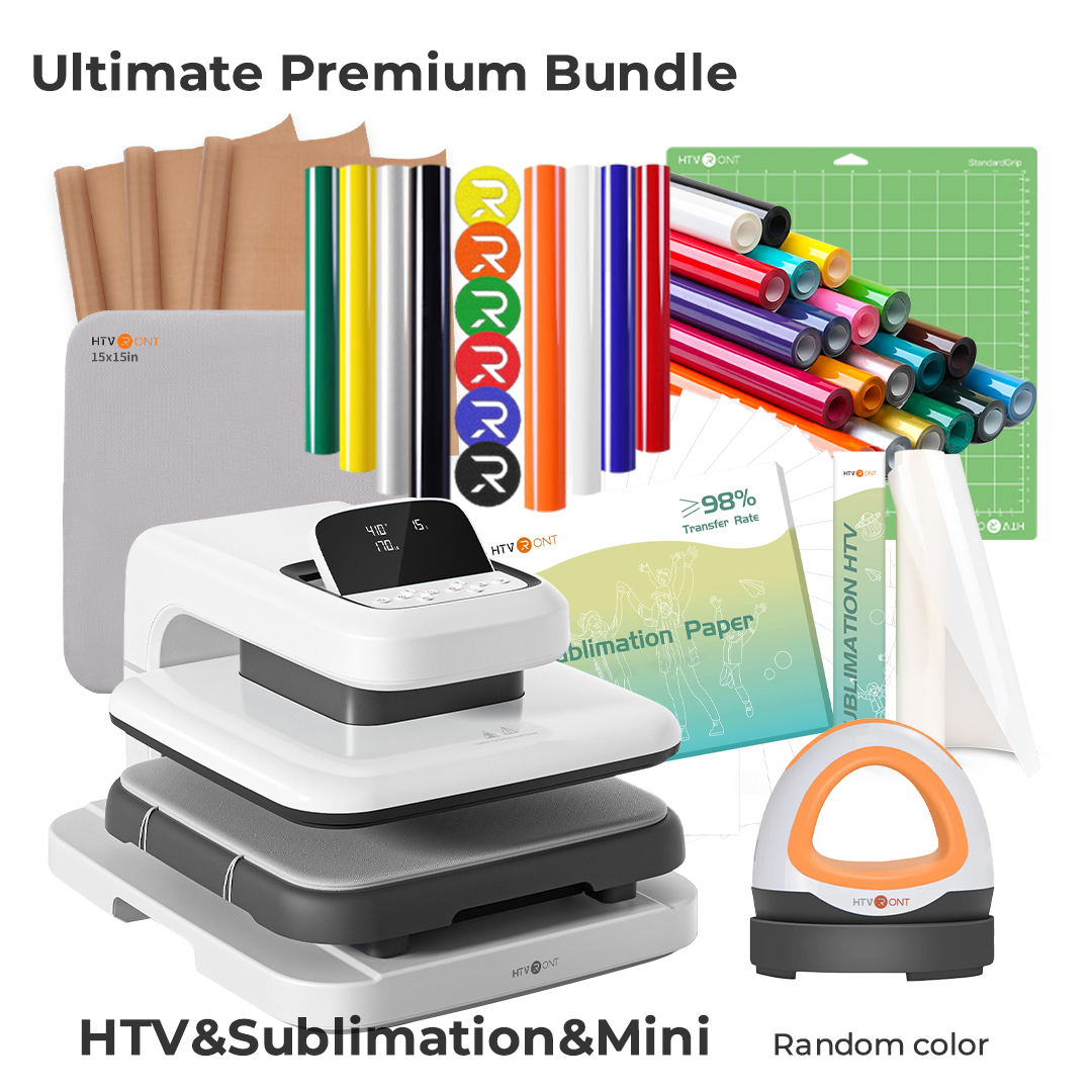 CA HTVRONT Auto Heat Press 2 - Digit 120V, Ultimate Premium Kit - Daisy White