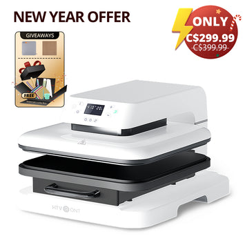 【New Year Deals】HTVRONT Auto Heat Press Machine 15" x 15"  110V - (2 Colors) & Materials Box For Free