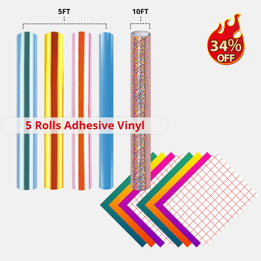 10FT Sparkle & 4 Rolls 5FT Vinyl & 8 Sheets Color-Changing Adhesive Vinyl Bundle