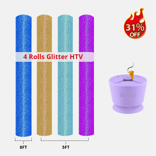 8Ft & 3 Rolls 5FT Glitter HTV & Tool Bundle