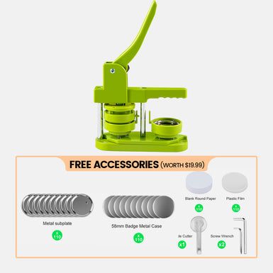 CA HTVRONT Button Maker Machine 58mm with 110pcs Button Supplies - No Need to Install Pin Maker