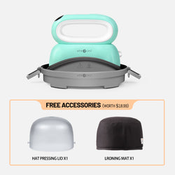 [Halloween Flash Sale]Hat Heat Press Machine+HTV&Sublimation Bundle (Puff HTV*8+Baseball Cap Blank*1+Sublimation Paper*30+Sublimation HTV*5+PTFE Teflon Sheet*1+1Pair Gloves≥C＄81)