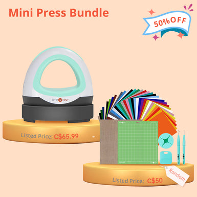 Mini Heat Press Machine + HTV & Tools Bundle ≥$60