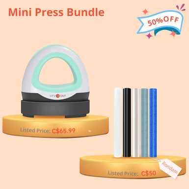 Mini Heat Press Machine + HTV Rolls Bundle ≥$60