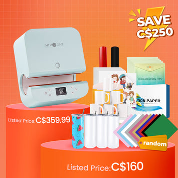 [New User Exclusive]Auto Tumbler Heat Press Machine 120V+New User Bundle(Sublimation Paper*30 +Sublimation Tumbler Blank-20 oz*4 +Sublimation Mugs 11oz*6 +HTV*10+Sticker Paper*10+Sublimation HTV*5+2Rolls Adhesive Vinyl≥C$157)