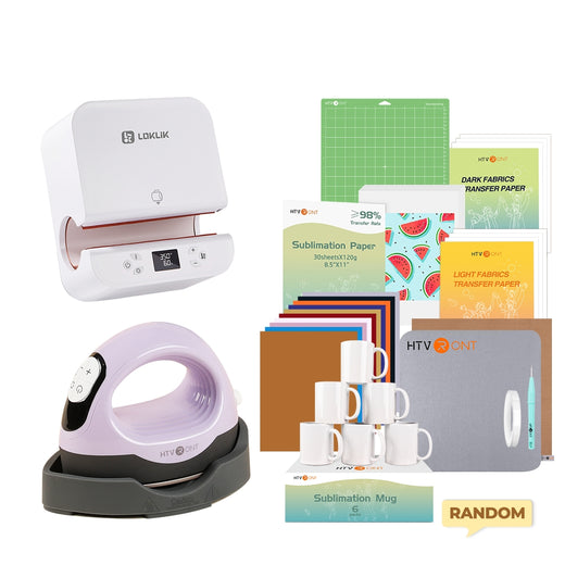 [All in bundle]HTVRONT Auto Tumbler+Mini3 Heat Press Machine+advanced Bundle(Multicolor HTV*10+Sumblimation Paper*25+Mugs 11oz*6+Transfer paper*10+PTFE Teflon Sheet+Heat Press Mat+Weeding Tools≥C＄94)