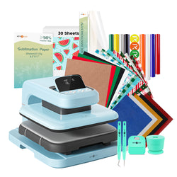 [Christmas Deals]HTVRONT Auto2 Heat Press+Christmas Bundle(PUFF HTV*8+Glitter HTV*5+Christmas HTV*13+Sumblimation Paper*30+Sumblimation HTV roll+PTFE Teflon Sheet+Weeding Tools≥120 C＄)