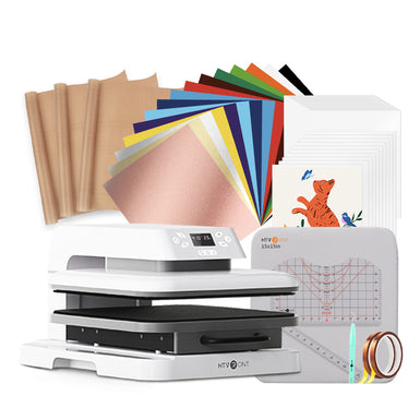 CA HTVRONT Auto Heat Press for T Shirts 15x15 110V, Starter Kit - White