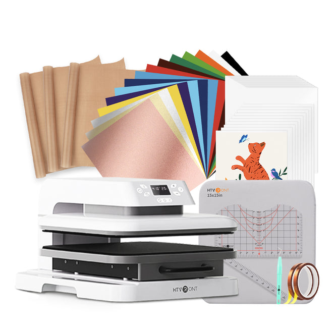 HTVRONT CA Auto Heat Press Machine for T Shirts 15x15 110V - (2 Colors) Smart T Shirt Press Machine