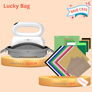 [Lucky Bag]Hat Heat Press Machine&Lucky bag(HTV*20 +Cutting Mat+PTFE Teflon Sheet*3+Heat Press tape≥C＄50)