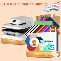 [HTV & Sublimation Bundle] Auto Heat Press Machine 15"x15" + HTV & Sublimation Bundle Worth C$142