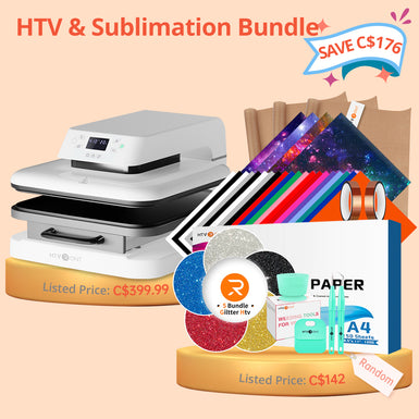 [HTV & Sublimation Bundle] Auto Heat Press Machine 15"x15" + HTV & Sublimation Bundle Worth C$142