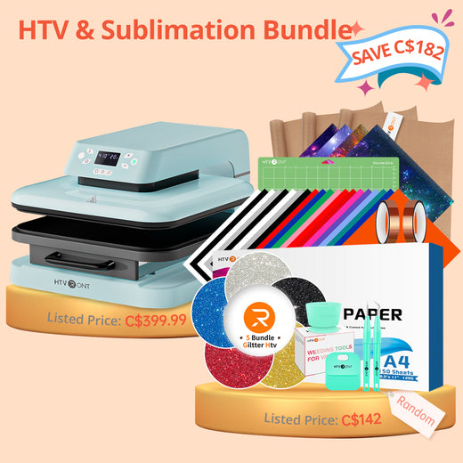 [HTV & Sublimation Bundle] Auto Heat Press Machine 15"x15" + HTV & Sublimation Bundle Worth C$142