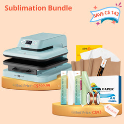 [Sublimation Bundle] Auto Heat Press Machine + Sublimation Paper 8.5"x11" 150 sheets + 2 rolls Sublimation HTV 12"x5ft + 20 pcs Sublimation Sticker Paper + 3 pcs Teflon sheet 16"x20"+ 2 rolls Heat Tape