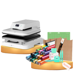 [HTV Bundle] Auto Heat Press Machine 15"x15" + Heat Transfer Vinyl Bundle - 12''x3FT (20 Colors) & Tools Bundle Worth C$134