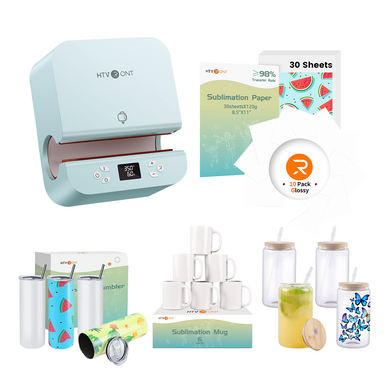 HTVRONT CA Auto Tumbler Heat Press Machine 120V - Premium Kit-Light Blue
