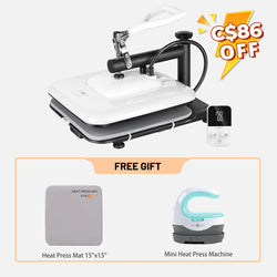 [⚡Flash Deal] HTVRONT Manual Heat Press Machine 15" x 15" 110V - (2 Colors) & Free Mini Heat Press