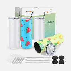 4 Pack Sublimation Tumbler Blank with Sublimation Paper -  Skinny Straight - 20 OZ