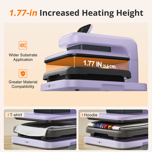 CA HTVRONT Auto Heat Press 2 - Digit 120V, Ultimate Premium Kit - Lavender Purple