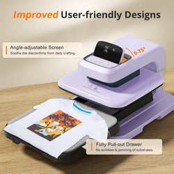 CA HTVRONT Auto Heat Press 2 - Digit 120V, Ultimate Premium Kit - Lavender Purple