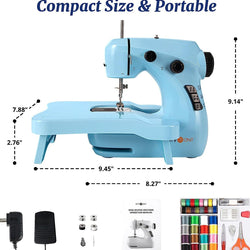 【BF Deals】Mini Sewing Machine for Beginners + Extension Table + 42 Pcs Sewing Set +Neddle Threadar+4pcs Metal Bobbins