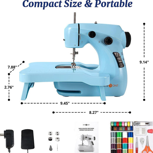 【BF Deals】Mini Sewing Machine for Beginners + Extension Table + 42 Pcs Sewing Set +Neddle Threadar+4pcs Metal Bobbins