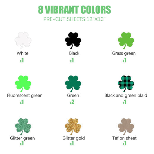 St. Patrick's Day Heat Transfer Vinyl Bundle - 12"x 10" 10 Sheets