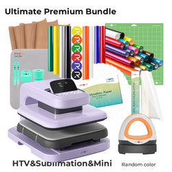 CA HTVRONT Auto Heat Press 2 - Digit 120V, Ultimate Premium Kit - Lavender Purple