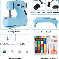 【BF Deals】Mini Sewing Machine for Beginners + Extension Table + 42 Pcs Sewing Set +Neddle Threadar+4pcs Metal Bobbins