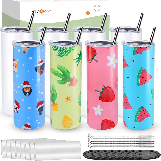 HTVRONT CA Sublimation Tumbler Blank with Sublimation Paper -  Skinny Straight - 20 OZ