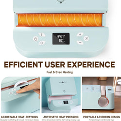 CA HTVRONT Auto Tumbler Heat Press 120V - Premium Kit - Light Blue