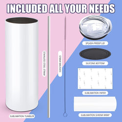 HTVRONT CA Sublimation Tumbler Blank with Sublimation Paper -  Skinny Straight - 20 OZ