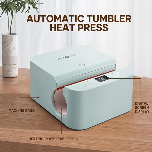 CA HTVRONT Auto Tumbler Heat Press 120V - Premium Kit - Light Blue