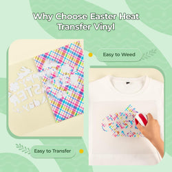 Easter heat transfer vinyl with text on a green background