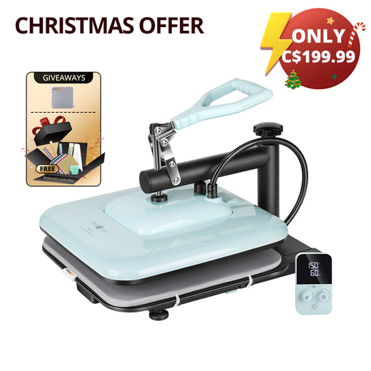 【Christmas Deals】HTVRONT Manual Heat Press Machine 15" x 15" 110V - (2 Colors) & Free Materials