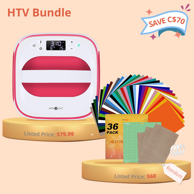 [HTV Bundle]T shirt Heat Press Machine - 10"X10"&Great Value Box (36sheets HTV + Cutting Mat +PTFE Teflon Sheet*3+Heat Press tape*3 ≥C$55)