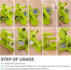 [Limited:99.99]Button Maker Machine 58mm with Free 110pcs Button Supplies - No Need to Install Pin Maker