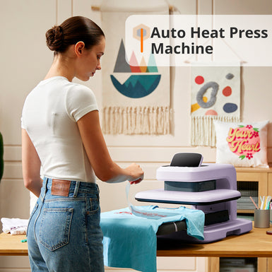 A women are using auto heat press 2