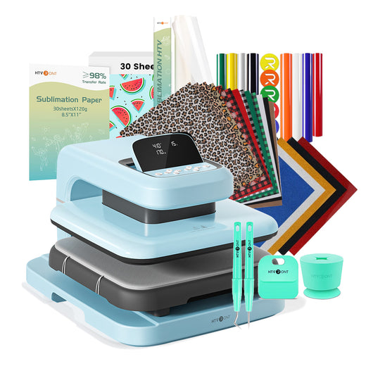 [Christmas Deals]HTVRONT Auto2 Heat Press+Christmas Bundle(PUFF HTV*8+Glitter HTV*5+Christmas HTV*13+Sumblimation Paper*30+Sumblimation HTV roll+PTFE Teflon Sheet+Weeding Tools≥120 C＄)