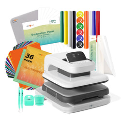 [BF Deals]HTVRONT Auto2 Heat Press+HTV & Sublimation Essential Bundle(36 sheets HTV+150 sheets Sublimation Paper A4+Sublimation HTV Roll+PUFF HTV*8+Tools Bundle)