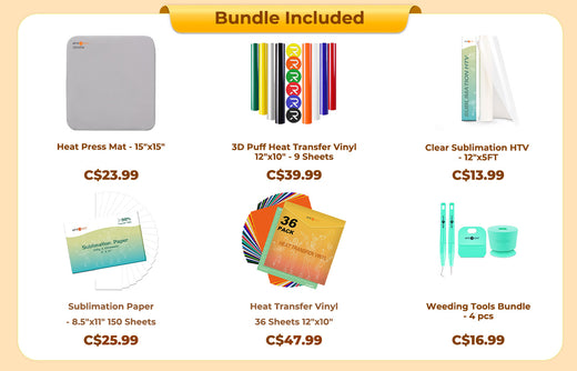 [BF Deals]HTVRONT Auto2 Heat Press+HTV & Sublimation Essential Bundle(36 sheets HTV+150 sheets Sublimation Paper A4+Sublimation HTV Roll+PUFF HTV*8+Tools Bundle)