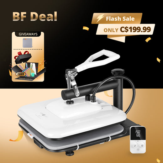 【BF Deals】HTVRONT Manual Heat Press Machine 15" x 15" 110V - (2 Colors) & Free Materials