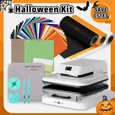 [🎃Halloween Kit] Auto Heat Press Machine + Heat Transfer Vinyl & Tools Bundle