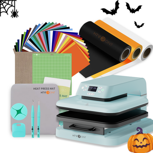 [🎃Halloween Kit] Auto Heat Press Machine + Heat Transfer Vinyl & Tools Bundle