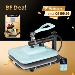 【BF Deals】HTVRONT Manual Heat Press Machine 15" x 15" 110V - (2 Colors) & Free Materials