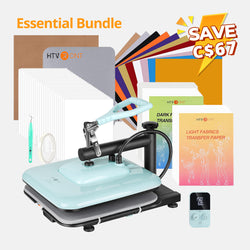 [Essential Bundle] HTVRONT Manual Heat Press Machine 15" x 15" 110V + 52 Pcs Heat Press Accessories (HTV, Heat Transfer Paper, Subli Paper, Tools)